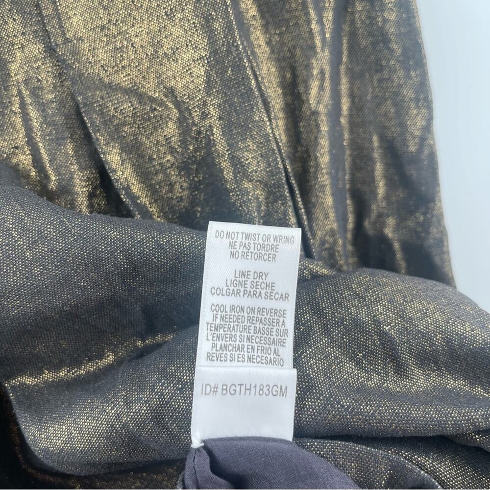 BCBGMAXAZRIA Skirt Size 4 Gold Black Pleated High Waisted A-Line Business Casual - Picture 13 of 14
